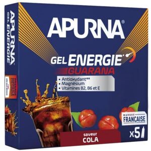 Gel énergétique guarana cola passage difficile Apurna Bleu 35 g - Publicité