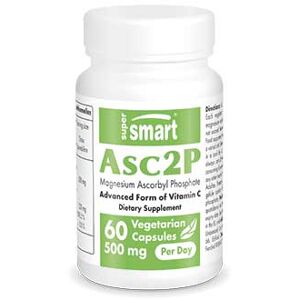 Asc2P - Forme stable et puissante de Vitamine C - Réduction Fatigue - 60 Gél. Végétariennes - Supersmart