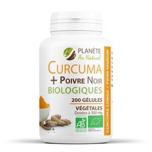 Planete au Naturel Curcuma et Poivre Noir Bio - 300 mg - 200 gelules vegetales
