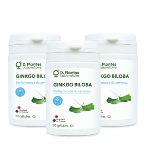 Pack 3 Ginkgo biloba extrait 3 x 30 gélules - D.Plantes - Complément Alimentaire - Publicité