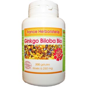 France Herboristerie GELULES GINKGO-BILOBA 200 gélules dosées à 250 mg.
