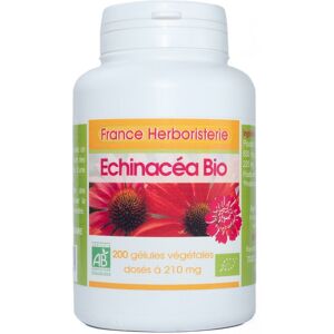 France Herboristerie 200 gélules ECHINACEA racine BIO AB dosées à 250 mg.