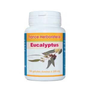 France Herboristerie GELULES EUCALYPTUS feuille 100 gelules dosees a 250 mg poudre pure.