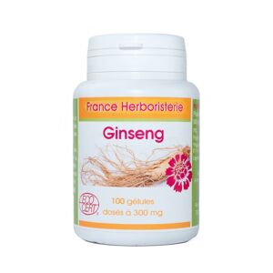 France Herboristerie GELULES GINSENG rouge panax meyer 100 gelules dosees a 300 mg.