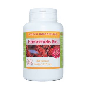 France Herboristerie GELULES HAMAMELIS BIO 200 gelules dosees a 220 mg poudre pure.