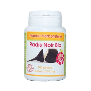 France Herboristerie GELULES RADIS NOIR BIO racine 100 gélules dosées à 270 mg poudre pure.