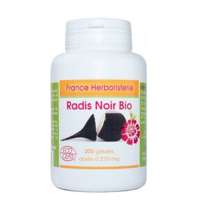 France Herboristerie GELULES RADIS NOIR BIO racine 200 gélules dosées à 270 mg poudre pure.