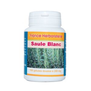 France Herboristerie GELULES SAULE BLANC 100 gélules dosées à 200 mg poudre pure.