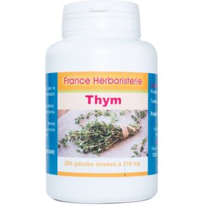 France Herboristerie GELULES THYM 200 gelules dosees a 210 mg