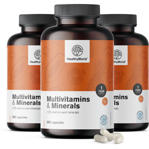 HealthyWorld® 3x Multivitamines et mineraux, ensemble 1095 gelules