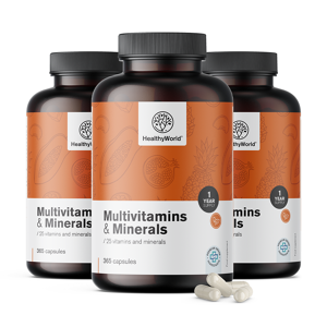 HealthyWorld® 3x Multivitamines et minéraux, ensemble 1095 gélules