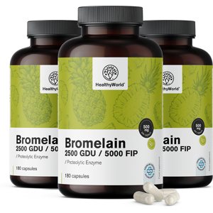 HealthyWorld® 3x Bromélaïne 500 mg, ensemble 540 gélules