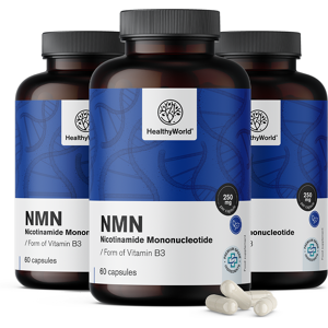 HealthyWorld® 3x NMN - nicotinamide mononucléotide 250 mg, ensemble 180 gélules