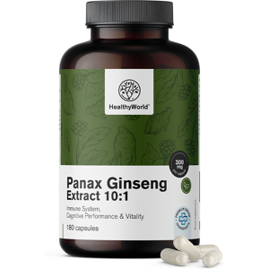 HealthyWorld® Panax Ginseng 300 mg - extrait de ginseng 10:1, 180 gelules