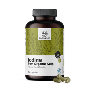 HealthyWorld® Iode naturel 200 µg - a partir d'algues kelp BIO, 365 gelules