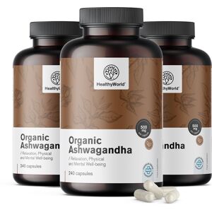 HealthyWorld® 3x Ashwagandha BIO 500 mg, ensemble 720 gélules