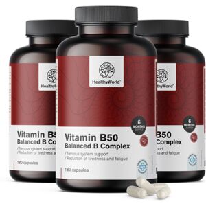 HealthyWorld® 3x Complexe Vitamine B50, 540 gélules