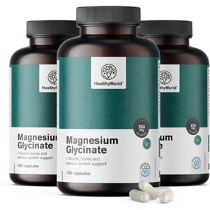 HealthyWorld® 3x Glycinate de magnésium 250 mg, ensemble 540 gélules