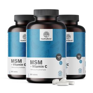 HealthyWorld® 3x MSM 2000 mg - avec vitamine C, ensemble 1095 comprimés