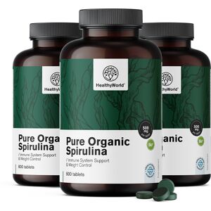 HealthyWorld® 3x Spiruline BIO 500 mg, ensemble 1800 comprimés