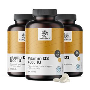 HealthyWorld® 3x Vitamine D3 4000 u.i., ensemble 1200 comprimés