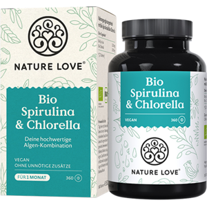 Nature Love Spiruline + Chlorella BIO, 360 comprimes