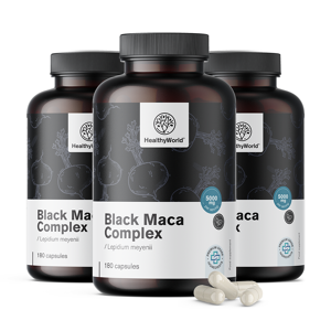 Healthy World 3x Complexe Maca noir 5000 mg, ensemble 540 gélules