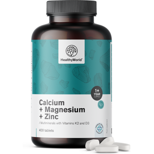 Healthy World Calcium + magnesium + zinc, 400 comprimes