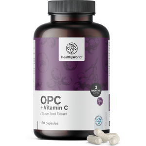 Healthy World OPC - de pepins de raisin + vitamine C, 180 gelules