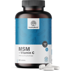 Healthy World MSM 2000 mg - avec vitamine C, 365 comprimés