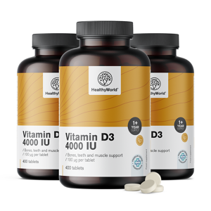 Healthy World 3x Vitamine D3 4000 u.i., ensemble 1200 comprimes