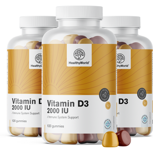 Healthy World 3x Vitamine D3 2000 u.i., ensemble 360 gummies