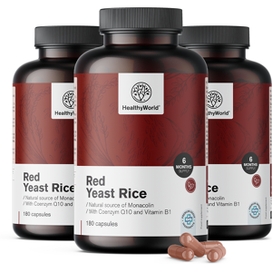 Healthy World 3x Levure de riz rouge 250 mg, ensemble 540 gelules