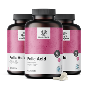 Healthy World 3x Acide folique 400 µg, ensemble 1200 comprimes
