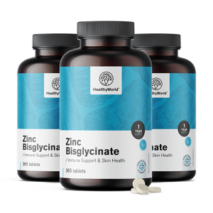 Healthy World 3x Zinc bisglycinate 15 mg, ensemble 1095 comprimes