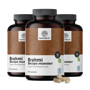 Healthy World 3x Brahmi BIO 600 mg, ensemble 720 gelules