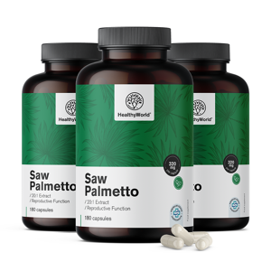 Healthy World 3x Saw Palmetto – Chou palmiste 320 mg, ensemble 540 gélules