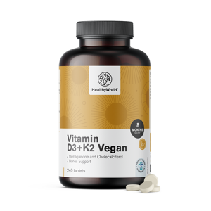 Healthy World Vitamines véganes D3+K2, 240 comprimés