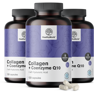 Healthy World 3x Collagène + Coenzyme Q10, ensemble 360 gélules