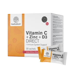 Healthy World Vitamine C 500 + Zinc + D3 DIRECT, 30 sachets