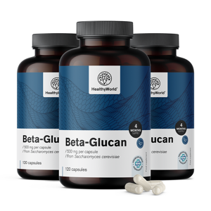 Healthy World 3x Beta-glucane 500 mg, ensemble 360 gelules
