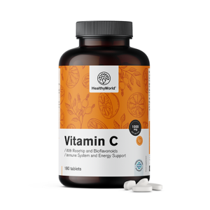 Healthy World Vitamine C 1000 mg - avec eglantier et bioflavonoïdes, 180 comprimes