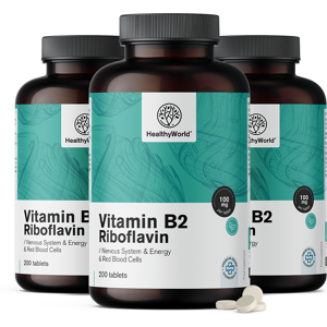 Healthy World 3x Vitamine B2 - riboflavine 100 mg, ensemble 600 comprimes