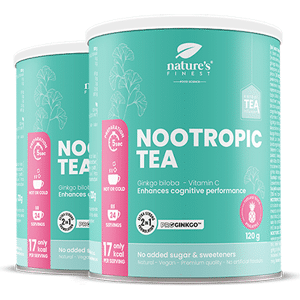 Nature's Finest Nootropic Tea 1+1   Stimulant cérébral et de la mémoire   Thé fonctionnel   Thé au Ginkgo biloba   ProGinkgo™   Bio   Végétalien - Publicité