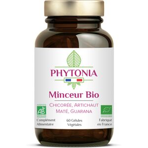 PHYTONIA Minceur BIO   Brûle Graisse Puissant + Détox Efficace + Coupe Faim Extra Fort   Chicorée, Artichaut Maté, Guarana   Vegan   60 Gélules   Cure Minceur de 30 Jours   Fabriqué en France - Publicité