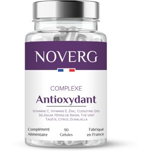 NOVERG Antioxydant   Anti-Age Puissant & Belle Peau   Vitamines C & E, Zinc, CoEnzyme Q10, Sélénium, Pépins de raisin OPC, Thé vert, Dunaliella   Vegan   90 Gélules   Cure de 45 jours   Fabriqué en France - Publicité