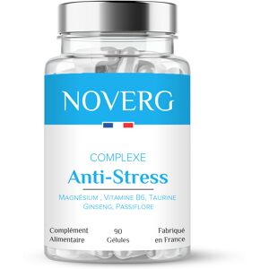 NOVERG Anti-Stress   Diminue Anxiété & Fatigue Mentale   Relaxation, Détente & Sérénité   Magnésium, Vitamine B6, Taurine, Ginseng, Passiflore   Vegan   90 Gélules   Fabriqué en France - Publicité