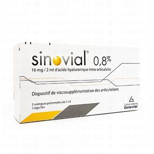 GENEVRIER SINOVIAL 0.8%/16mg / 2ml d'acide hyaluronique 3 seringues preremplies de 2ml