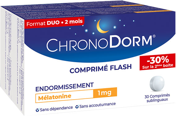 Chronodorm Mélatonine 1mg Lot de 2 x 30 comprimés