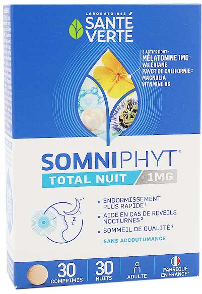 Santé Verte Somniphyt Total Nuit Mélatonine 1mg 30 comprimés